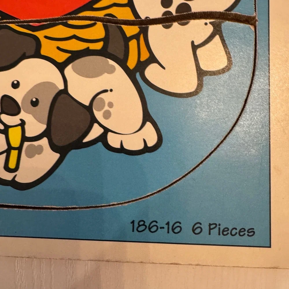 Playskool‎ 1995 Wooden Puzzle 6 Pieces Kids Children Boy Girl Puppies Dog 186-16